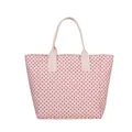 Stylish large capacity pink polka dot tote bag with cream fabric straps for women - Regular Fit / One Size / Pink