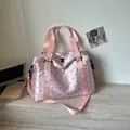 Large capacity lightweight pink polka-dot travel duffel bag for gym and short trips - One Size / Pink