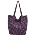 Stylish purple canvas tote bag with white polka dots and large capacity for women - One Size / Purple