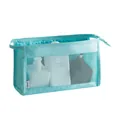 Borsa da toilette da viaggio impermeabile azzurra con rete e chiusura a zip - Celeste