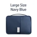 Large navy blue travel passport holder bag in cation oxford fabric - L / Navy Blue