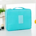 Beauty case da viaggio turchese portatile con maniglia portaoggetti a doppio strato - Taglia L / Celeste