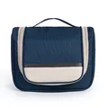 Large capacity navy blue and beige waterproof hanging toiletry bag with travel handle - L / Navy Blue