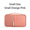 Small orange pink multi-functional travel passport pouch and document organizer bag - S / Orange Pink