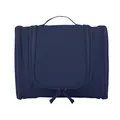 Neceser de viaje azul marino de gran capacidad con tres cremalleras y asa organizadora - Azul Marino