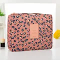 Leopardenmuster Kosmetiktasche in Pfirsichrosa mit praktischem Doppel-Layer-Reisedesign - L / Rosa Leopard