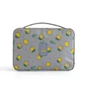 Gray travel toiletry bag with yellow lemon pattern - Grey Lemon