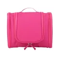 Neceser de viaje fucsia de gran capacidad con tres cremalleras y asa - Rosa rojo