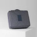 Tragbare blaue Kulturtasche mit geometrischem Muster und doppeltem Reißverschluss - L / Marineblaue Sterne