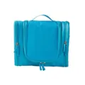 Large capacity blue toiletry bag with 3-zipper design for travel and home organization - Lake Blue