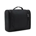 Durable large capacity black toiletry bag with three zippers and handle for travel - Black