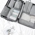 7-piece gray travel luggage organizer bag set in durable oxford cloth for packing - 7-piece Set / Gray