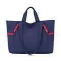 Große marineblaue Reisetasche mit Karomuster und roten Akzenten für Fitness und Sport - Blau