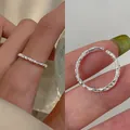 Handcrafted S925 sterling silver adjustable ring with unique hammered lava texture finish - Lava Texture Minimalist Style (J1849)