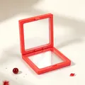 Élégante boîte à bijoux suspendue en film PE rouge pour un rangement transparent - 7*7*2cm / Rouge