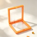 Vibrant orange square PE film suspension display box for jewelry and nail art storage - Orange