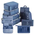 Set di 9 organizzatori da viaggio in tessuto Oxford blu per valigie e conservazione - Set da 9 Pezzi Blu Marino