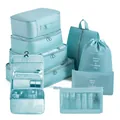 Set da 9 pezzi di borse organizer da viaggio in tessuto Oxford azzurro per vestiti - Set da 9 Pezzi Celeste