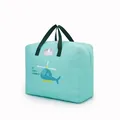 Large capacity teal cartoon quilt storage bag with cute helicopter design print - Small / White Green