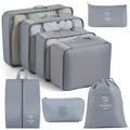 Set da 8 pezzi di borse organizer da viaggio impermeabili grigie per valigie e bagagli - Set digitale da 8 pezzi / Grigio