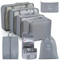 Set di 8 organizer da viaggio grigi impermeabili per una sistemazione ordinata della valigia - Set da 8 Pezzi / Grigio