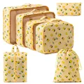 Set di 6 cubi organizer da viaggio impermeabili con stampa di limoni freschi - Stampa al Limone (Set da 7 Pezzi) / Set da 7 Pezzi / Giallo