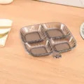 Creative grey transparent 4-compartment divided food storage tray with side handle - 1 Piece / Transparent Gray