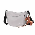 Borsa a tracolla leggera in nylon grigio con motivo a griglia e ciondolo a cavallo - Tipo standard / Grigio