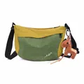 Borsa a tracolla in nylon a quadretti verdi con ciondolo a cavallo e dettagli gialli - Tipo standard / Giallo