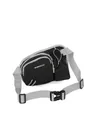 Black sports fanny pack crossbody bag with adjustable grey strap and water bottle pocket - Black / One Size
