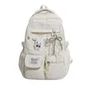 Zaino stile giapponese kawaii con tasca trasparente e accessorio coniglio peluche - senza ciondolo / Bianco