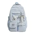 Zaino azzurro carino per studentessa con stelle e ciondolo a forma di coniglietto - senza ciondolo / Blu