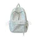 Mint green Korean style star patterned university backpack with tassel detail accessories - With Pendant / Green