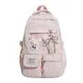 Zaino scolastico rosa in stile giapponese con motivi a stelle e un fiocco in pizzo decorativo - senza ciondolo / Rosa