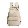 Stylish and lightweight beige nylon backpack with multi-compartments for casual outdoor travel - Khaki / One Size