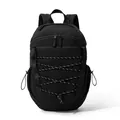 Large black outdoor sports hiking backpack featuring a functional bungee cord design - One Size / Black