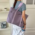 Μεγάλη μωβ πάνινη τσάντα tote για γυναίκες για γραφείο ή σχολείο καθημερινή χρήση - Ένα μέγεθος / Μωβ