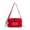 Borsa a tracolla rossa in nylon leggero con portachiavi a stella argentato e logo - Tipo standard / Rosso