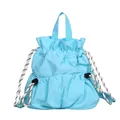 Large capacity light blue nylon waterproof drawstring backpack for outdoor leisure travel - Blue