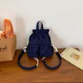 Navy blue waterproof nylon drawstring backpack with rope straps for outdoor travel. - Dark Blue