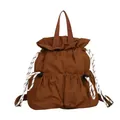 Casual brown waterproof nylon drawstring backpack with large capacity for travel - Brown