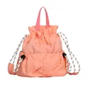 Große wasserdichte Kordelzug-Rucksack aus aprikosenfarbenem Nylon für Outdoor und Reisen - Rosa
