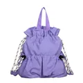 Lilafarbener wasserdichter Nylonrucksack mit Kordelzug und Vordertaschen für Freizeitreisen - Lila