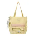 Bolso tote grande de nailon amarillo con bolsillo frontal transparente y estrella - Talla única / Amarillo