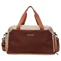 Sac de sport bicolore marron et beige avec compartiment humide pour entraînement - Taille unique / Café