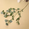 Gedetailleerd aanzicht van een kunstmatige eucalyptustak met zijden appelbladeren in grijs - Groen