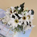 Close-up of white artificial daisy bouquet with 10 heads for home decoration - Milk White