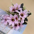 Close-up view of a purple artificial daisy bouquet for home decor - Light Purple