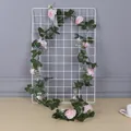 Lifelike pink artificial rose vine garland with green leaves for home and wedding decor - Light Pink