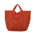 Bolso tote grande de nailon naranja arrugado, amplio bolso de hombro casual para mujer - Naranja / Talla única